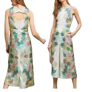 Anthropologie Corey Lynn Calter Bloome Floral Cropped Jumpsuit Wide Leg Pockets